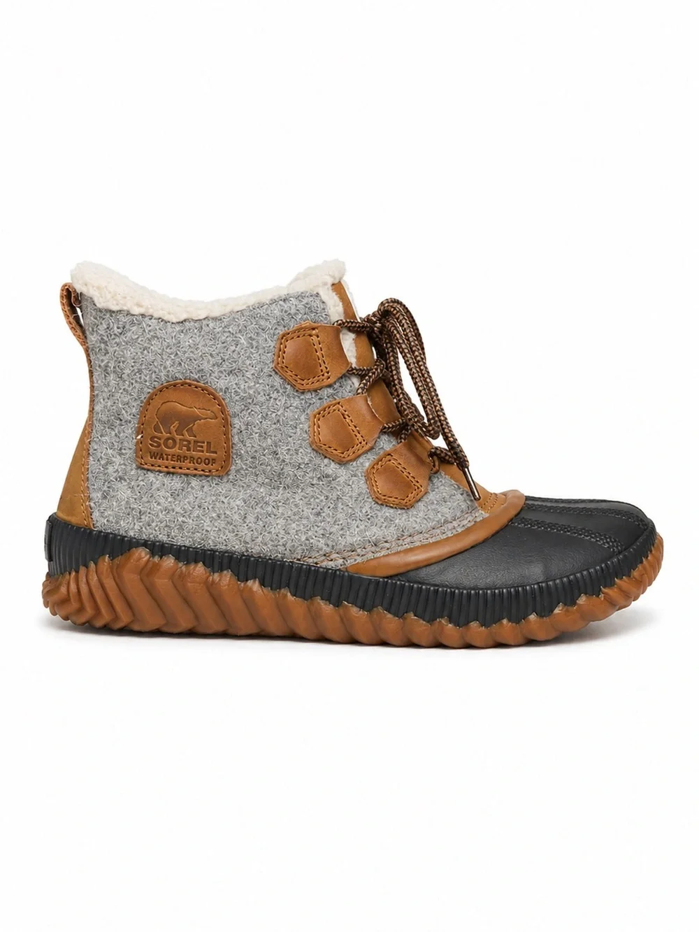 Sorel Out N About Plus Waterproof Felt Duck Boots Gray Tan Size 8.5
